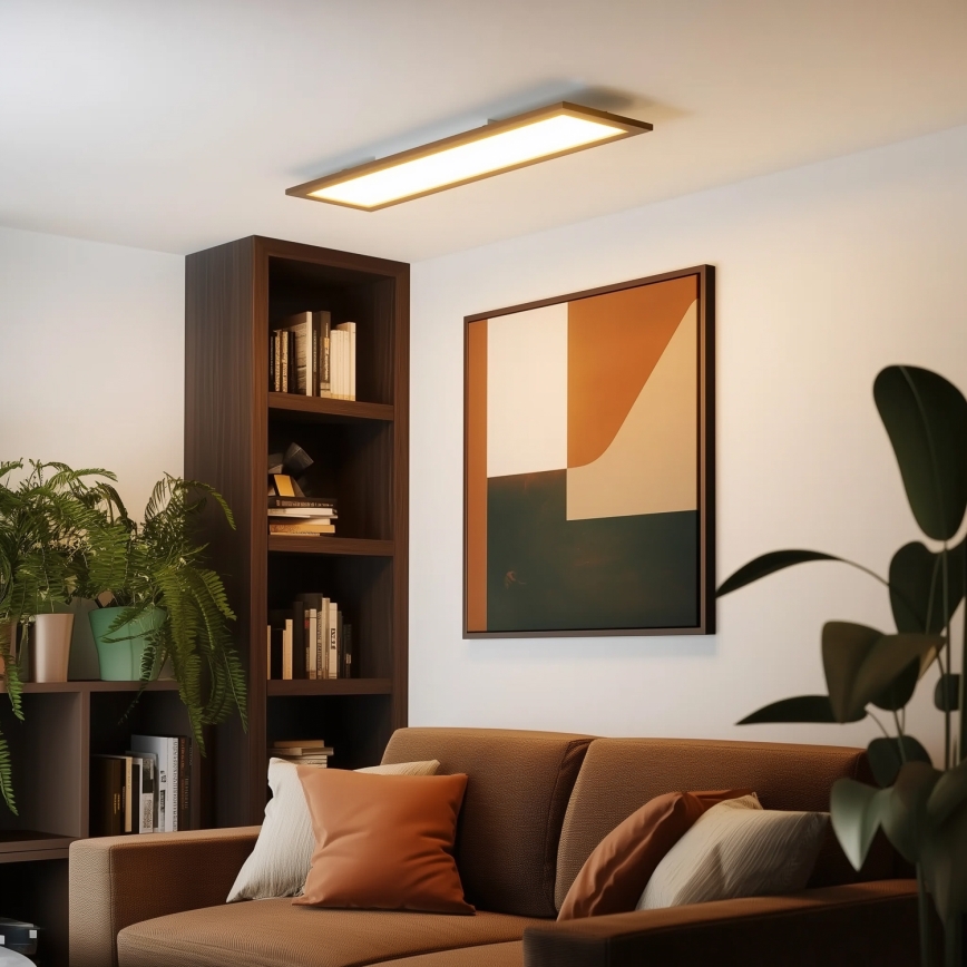 Eglo - LED RGBW Dimbaar Bevestigd/inbouw panel SALOBRENA-C WOOD LED/34W/230V 2700-6500K 34x124 cm donkerbruin + afstandsbediening