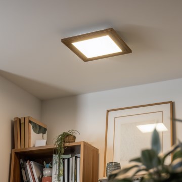 Eglo - LED RGBW Dimbaar bevestigd lichtpaneel SALOBRENA-C WOOD LED/16W/230V 2700-6500K 34x34 cm bruin + afstandsbediening