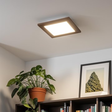 Eglo - LED RGBW Dimbaar bevestigd lichtpaneel SALOBRENA-C WOOD LED/16W/230V 2700-6500K 34x34 cm donkerbruin + afstandsbediening