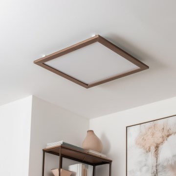 Eglo - LED RGBW Dimbaar bevestigd lichtpaneel SALOBRENA-C WOOD LED/30,5W/230V 2700-6500K 64x64 cm donkerbruin + afstandsbediening
