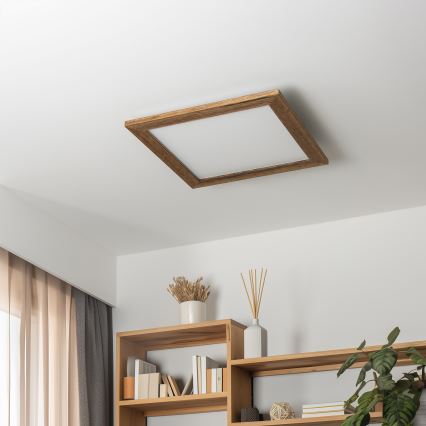 Eglo - LED RGBW Dimbaar bevestigd lichtpaneel SALOBRENA-C WOOD LED/21W/230V 2700-6500K 49,5x49,5 cm bruin + afstandsbediening