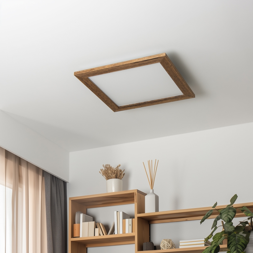 Eglo - LED RGBW Dimbaar bevestigd lichtpaneel SALOBRENA-C WOOD LED/21W/230V 2700-6500K 49,5x49,5 cm bruin + afstandsbediening