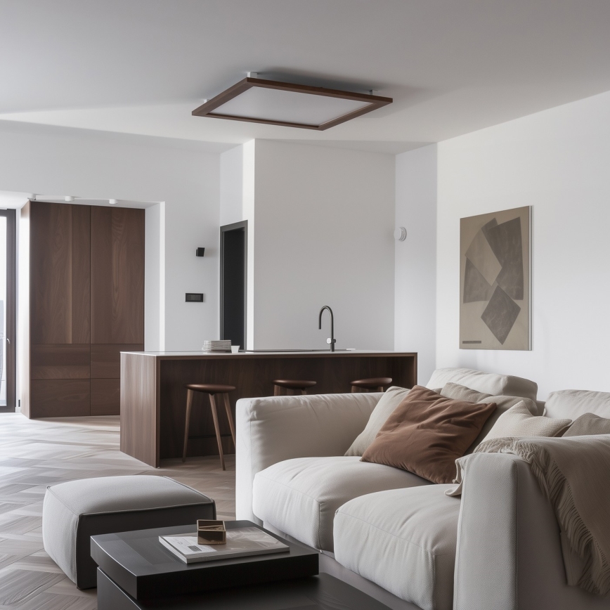 Eglo - LED RGBW Dimbaar bevestigd lichtpaneel SALOBRENA-C WOOD LED/30,5W/230V 2700-6500K 64x64 cm donkerbruin + afstandsbediening