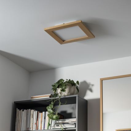 Eglo - LED RGBW dimbaar opbouwpaneel SALOBRENA-C WOOD LED/16W/230V 2700-6500K 34x34 cm bruin + afstandsbediening