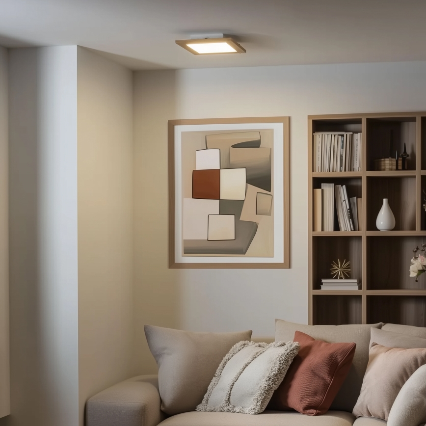 Eglo - LED RGBW dimbaar opbouwpaneel SALOBRENA-C WOOD LED/16W/230V 2700-6500K 34x34 cm bruin + afstandsbediening