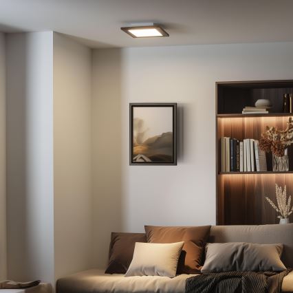 Eglo - LED RGBW dimbaar opbouwpaneel SALOBRENA-C WOOD LED/16W/230V 2700-6500K 34x34 cm donkerbruin + afstandsbediening