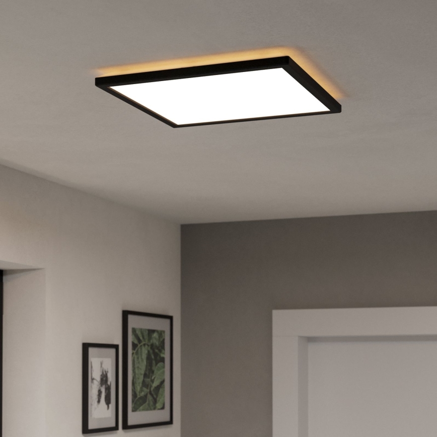 Eglo - LED RGBW Dimbare badkamer plafondlamp LED/17,6W/230V 2700-6500K 39x39 cm IP44 zwart ZigBee