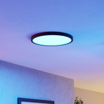 Eglo - LED RGBW dimbare plafondlamp voor badkamer LED/17,5W/230V 2700-6500K Ø 38,9 cm IP44 zwart