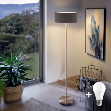 Eglo - LED  Staande Lamp TUNJA 1xE27/60W/230V mat chroom/bruin