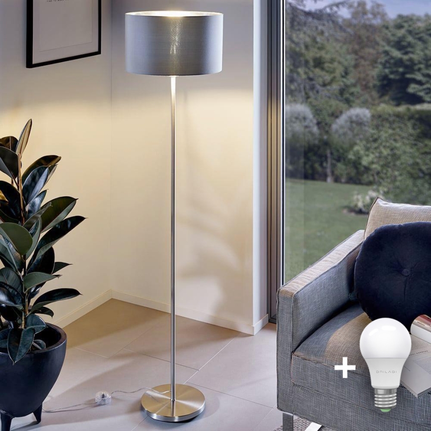 Eglo - LED  Staande Lamp TUNJA 1xE27/60W/230V mat chroom/grijs