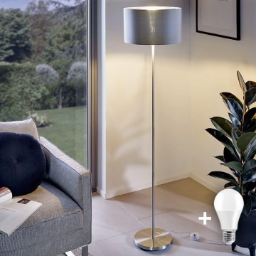 Eglo - LED  Staande Lamp TUNJA 1xE27/60W/230V mat chroom/grijs