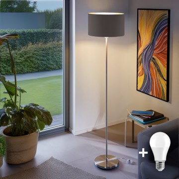 Eglo - LED  Staande Lamp TUNJA 1xE27/60W/230V mat chroom/taupe