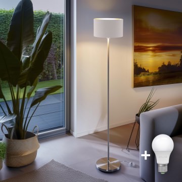 Eglo - LED  Staande Lamp TUNJA 1xE27/60W/230V mat chroom/wit