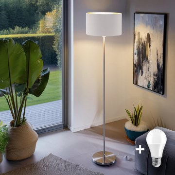 Eglo - LED  Staande Lamp TUNJA 1xE27/60W/230V mat chroom/wit