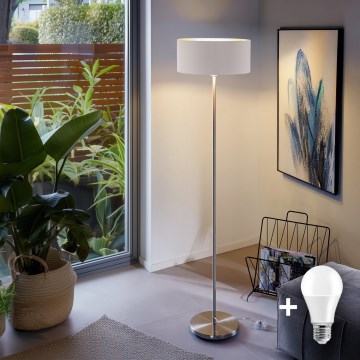 Eglo - LED  Staande Lamp TUNJA 1xE27/60W/230V mat chroom/wit