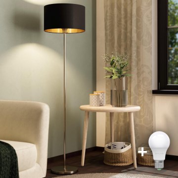 Eglo - LED  Staande Lamp TUNJA 1xE27/60W/230V mat chroom/zwart