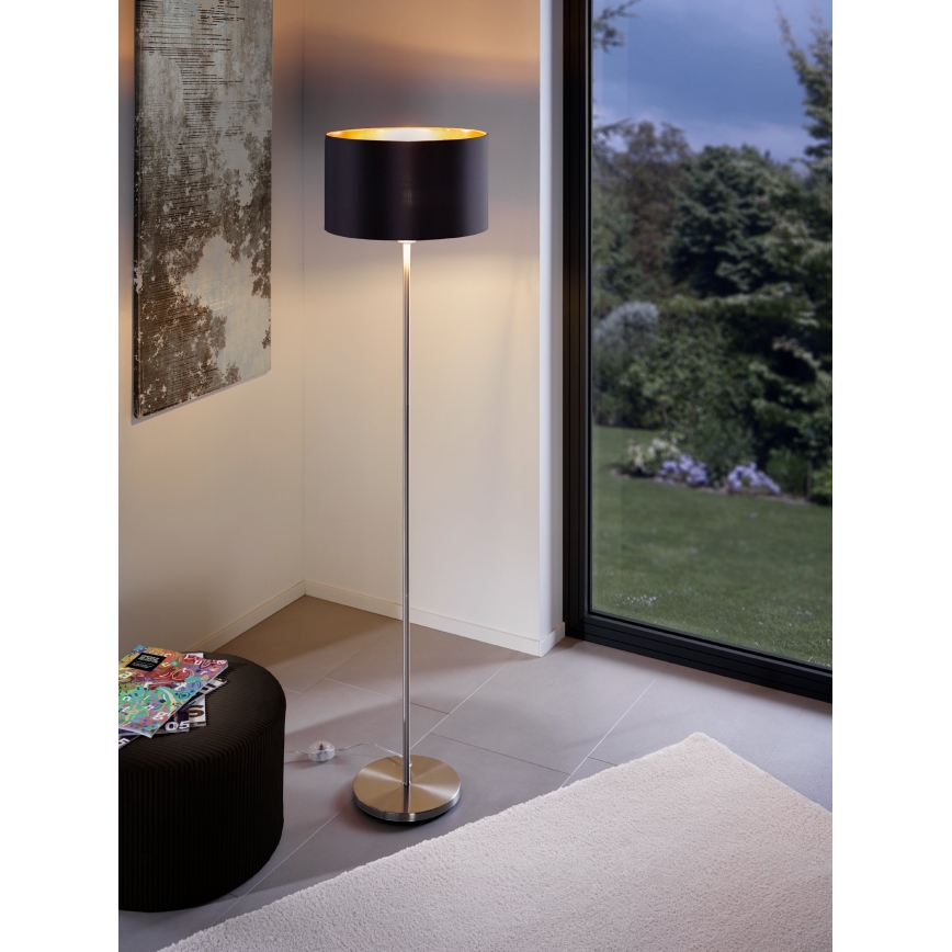 Eglo - LED  Staande Lamp TUNJA 1xE27/60W/230V mat chroom/zwart