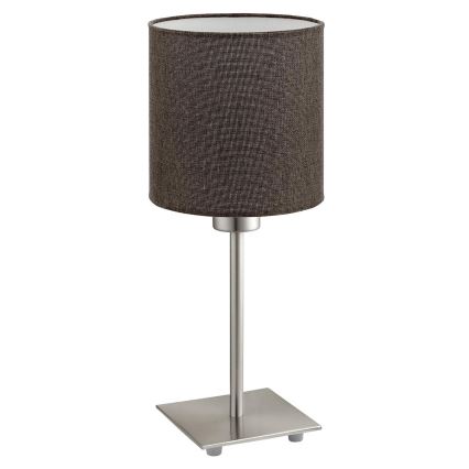 Eglo - LED Tafellamp TUNJA 1xE27/60W/230V 26,5 cm mat chroom/bruin