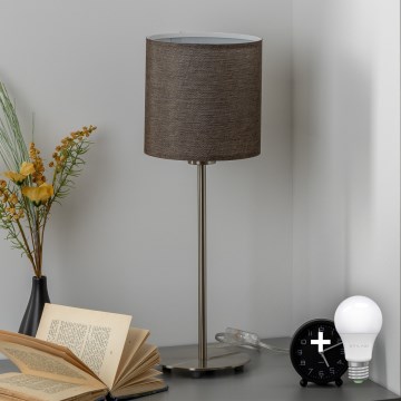 Eglo - LED  Tafellamp TUNJA 1xE27/60W/230V 38,5 cm mat chroom/bruin