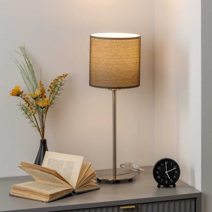 Eglo - LED  Tafellamp TUNJA 1xE27/60W/230V 38,5 cm mat chroom/bruin