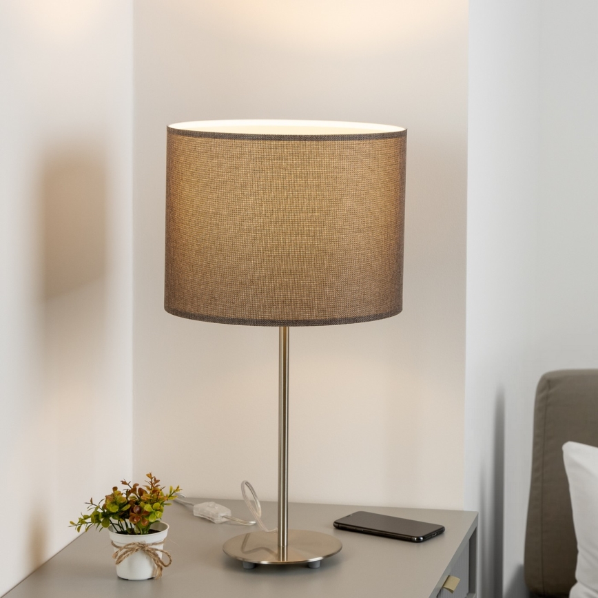 Eglo - LED  Tafellamp TUNJA 1xE27/60W/230V 38,5 cm mat chroom/bruin