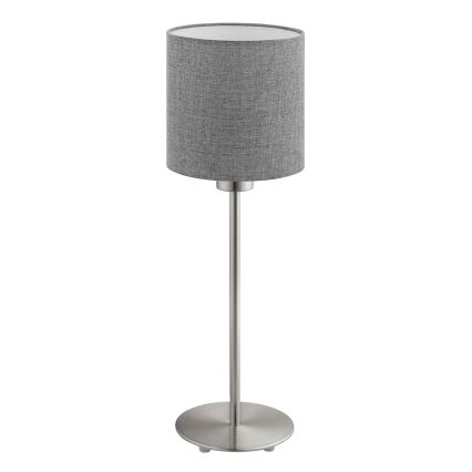 Eglo - LED Tafellamp TUNJA 1xE27/60W/230V 38,5 cm mat chroom/grijs