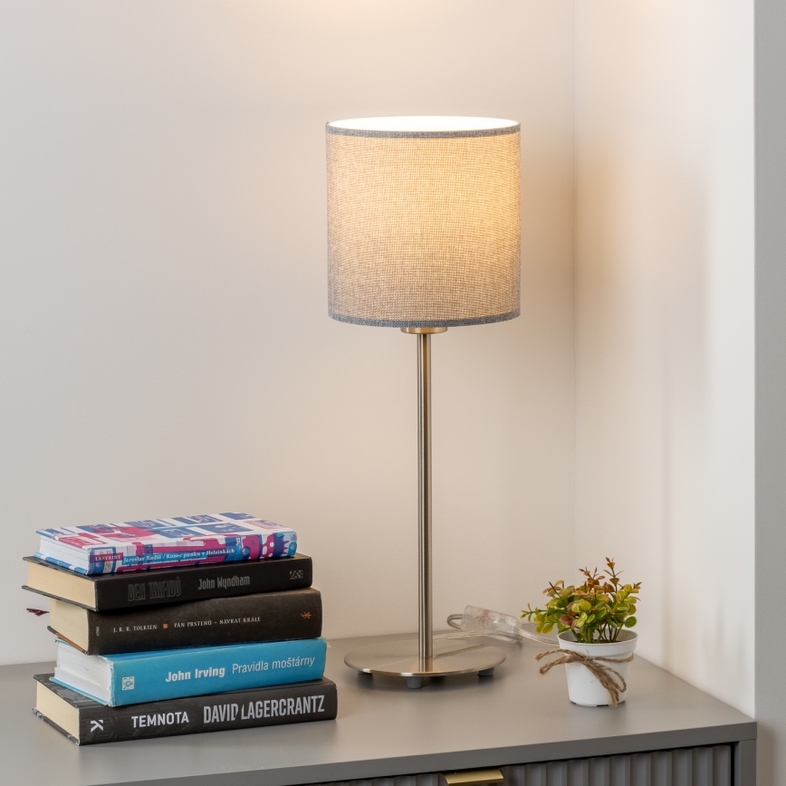 Eglo - LED Tafellamp TUNJA 1xE27/60W/230V 38,5 cm mat chroom/grijs