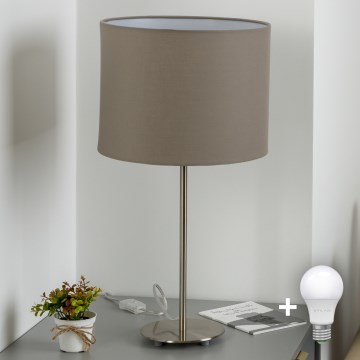 Eglo - LED  Tafellamp TUNJA 1xE27/60W/230V 38,5 cm mat chroom/taupe