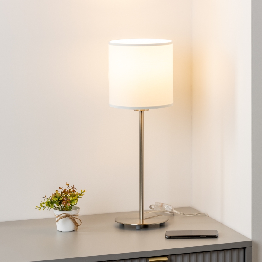 Eglo - LED  Tafellamp TUNJA 1xE27/60W/230V 38,5 cm mat chroom/wit