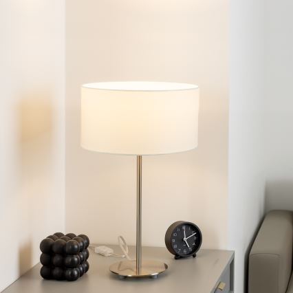Eglo - LED  Tafellamp TUNJA 1xE27/60W/230V 38,5 cm mat chroom/wit