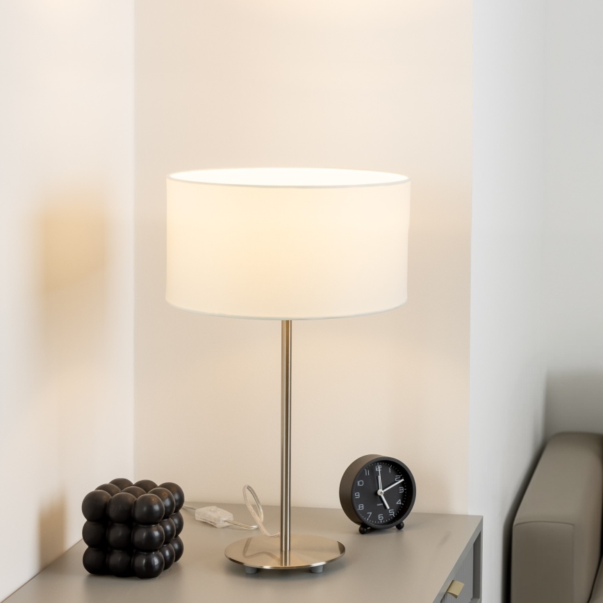 Eglo - LED  Tafellamp TUNJA 1xE27/60W/230V 38,5 cm mat chroom/wit