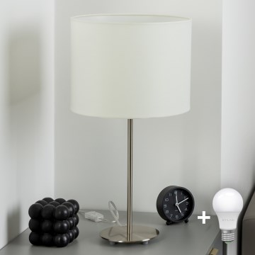 Eglo - LED  Tafellamp TUNJA 1xE27/60W/230V 38,5 cm mat chroom/wit