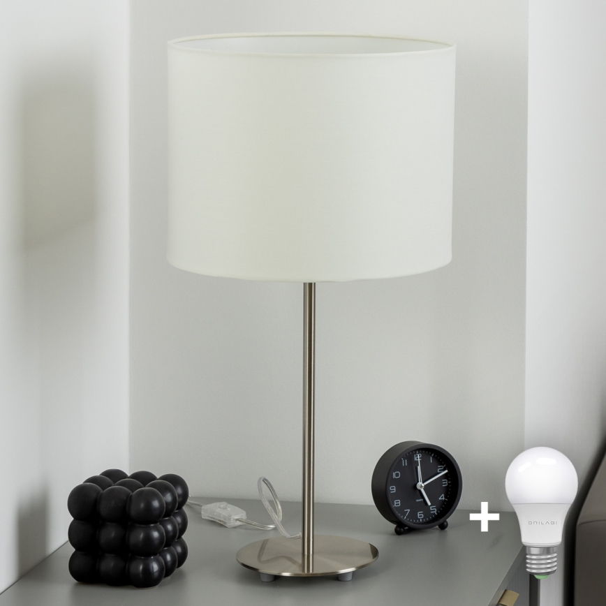 Eglo - LED  Tafellamp TUNJA 1xE27/60W/230V 38,5 cm mat chroom/wit