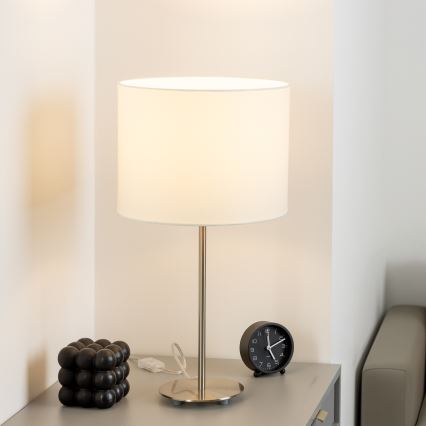 Eglo - LED  Tafellamp TUNJA 1xE27/60W/230V 38,5 cm mat chroom/wit