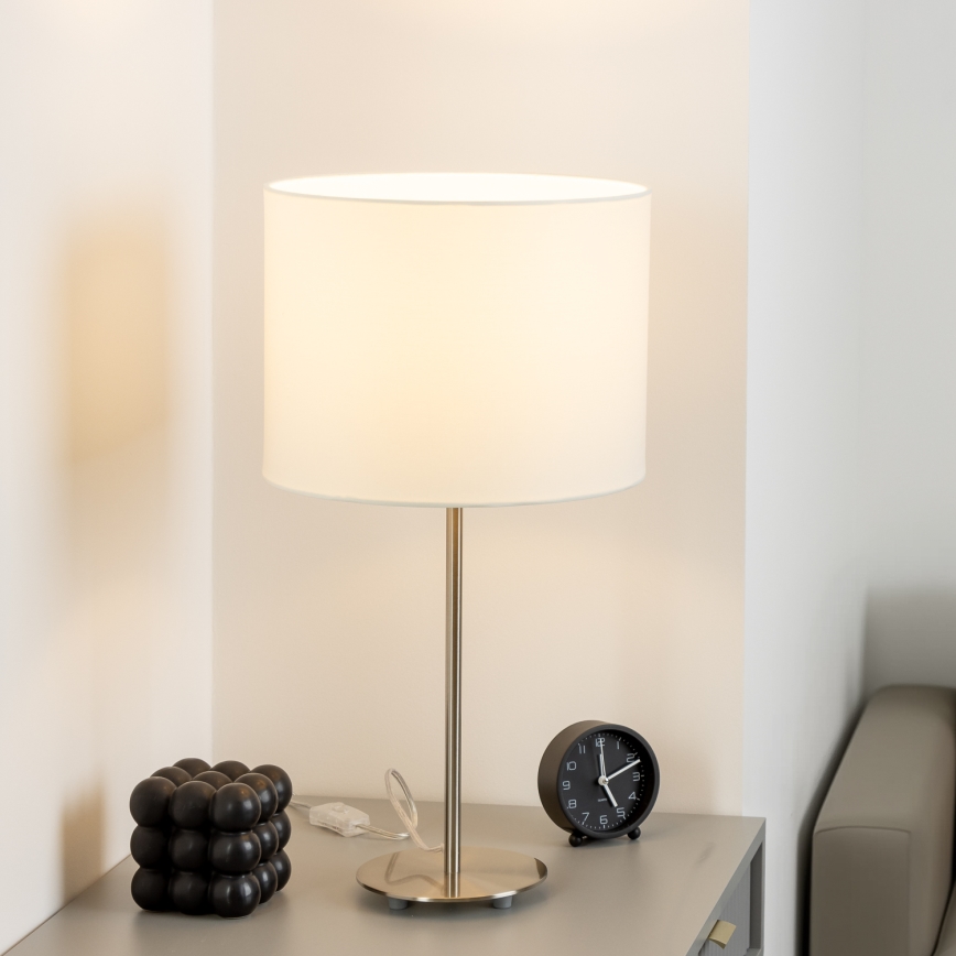 Eglo - LED  Tafellamp TUNJA 1xE27/60W/230V 38,5 cm mat chroom/wit