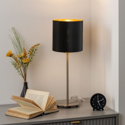 Eglo - LED Tafellamp TUNJA 1xE27/60W/230V 38,5 cm mat chroom/zwart