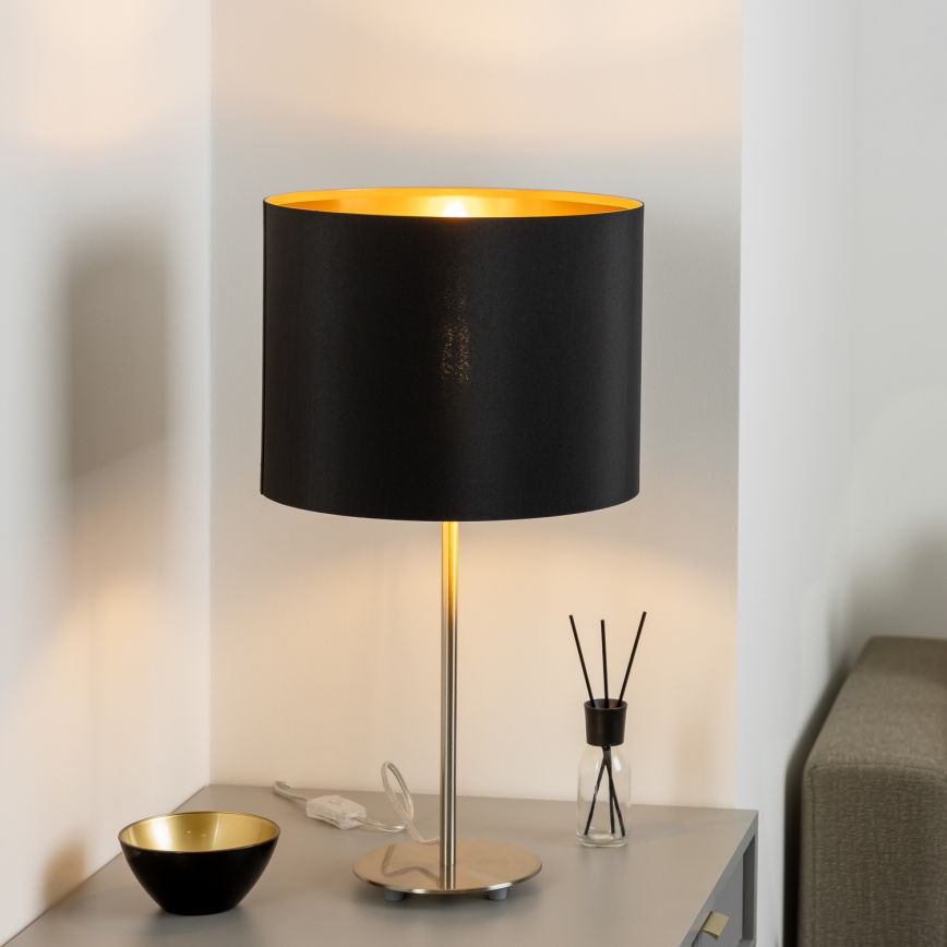Eglo - LED  Tafellamp TUNJA 1xE27/60W/230V 38,5 cm mat chroom/zwart