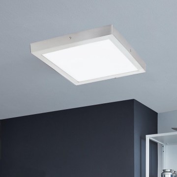Eglo - LED vierkante plafondlamp 1xLED/25W/230V, zilverkleurig, 40x40 cm