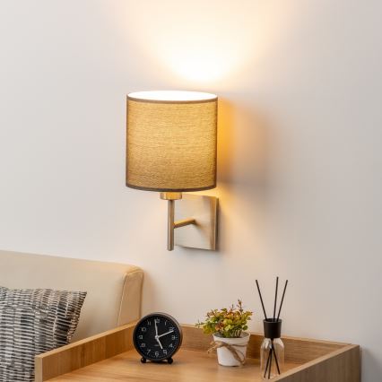 Eglo - LED wand verlichting TUNJA 1xE27/60W/230V mat chroom/bruin