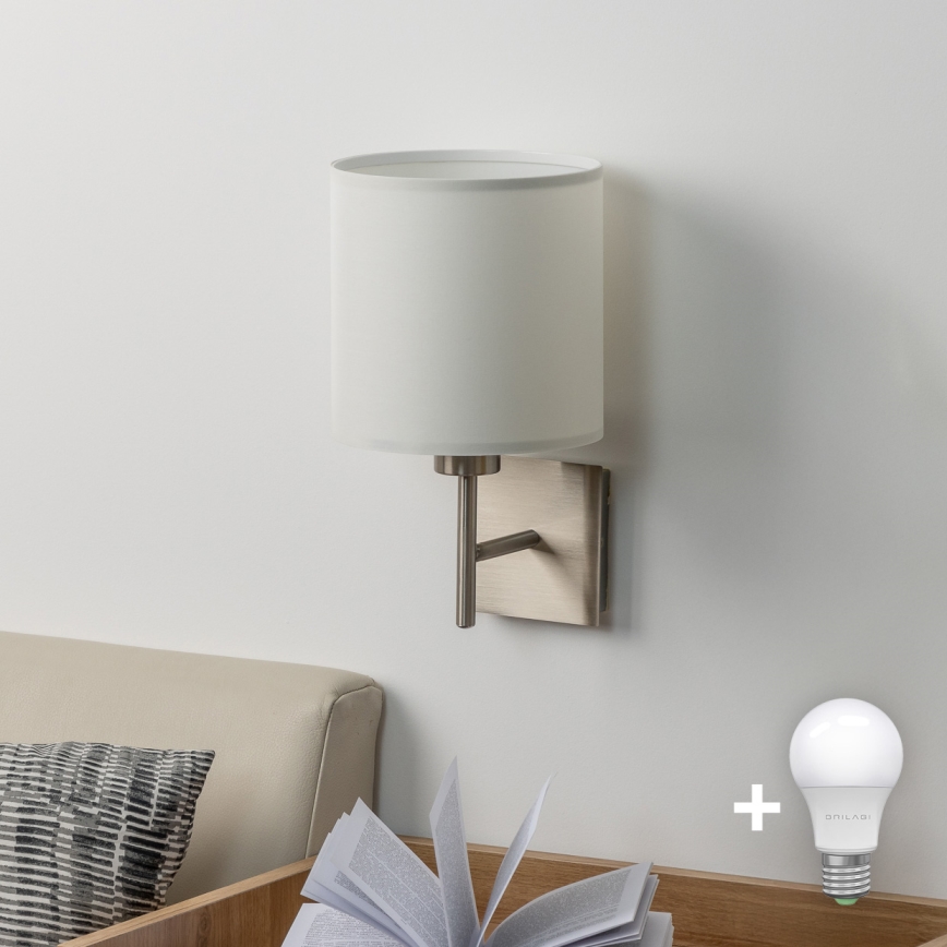 Eglo - LED wand verlichting TUNJA 1xE27/60W/230V mat chroom/wit