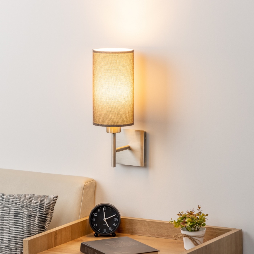 Eglo - LED Wandlamp TUNJA 1xE27/60W/230V mat chroom/bruin