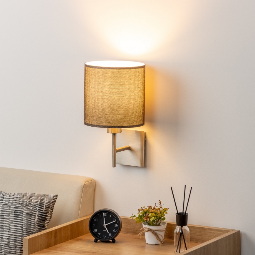 Eglo - LED Wandlamp TUNJA 1xE27/60W/230V mat chroom/bruin