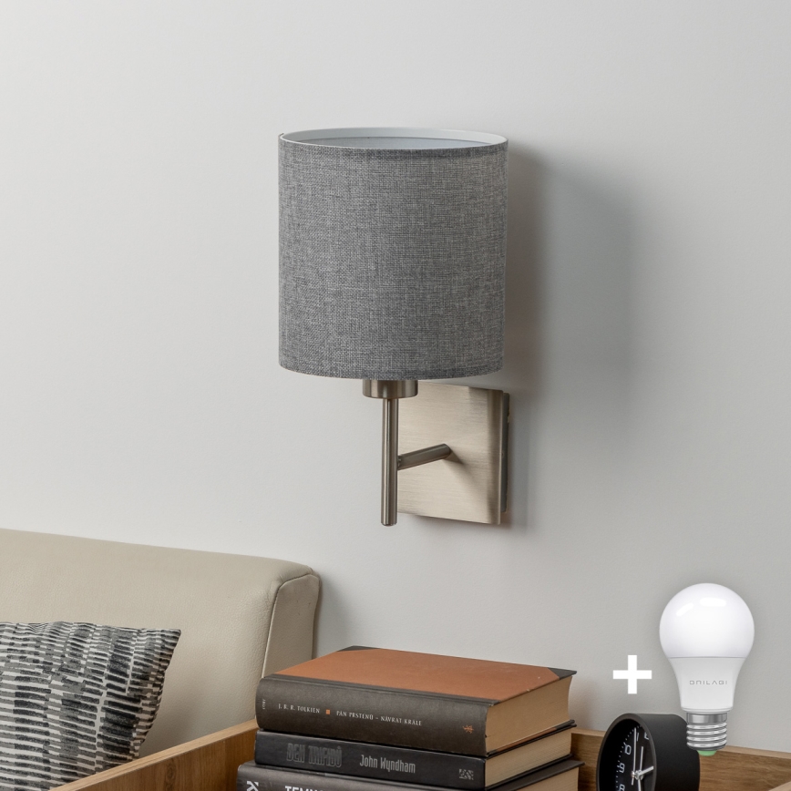 Eglo - LED Wandlamp TUNJA 1xE27/60W/230V mat chroom/grijs