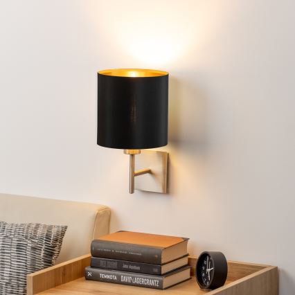 Eglo - LED Wandlamp TUNJA 1xE27/60W/230V mat chroom/zwart