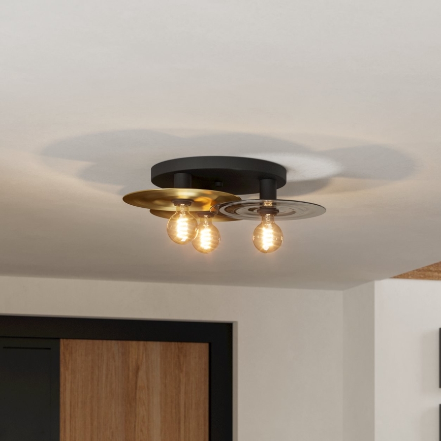 Eglo - Plafondlamp 3xE27/40W/230V goud/zwart