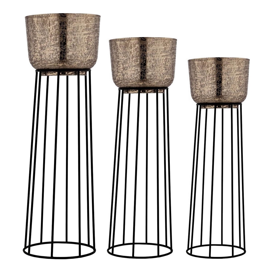 Eglo - SET 3x Metalen bloempot zwart/goud