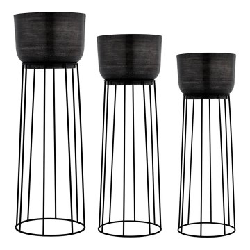 Eglo - SET 3x Metalen bloempot zwart