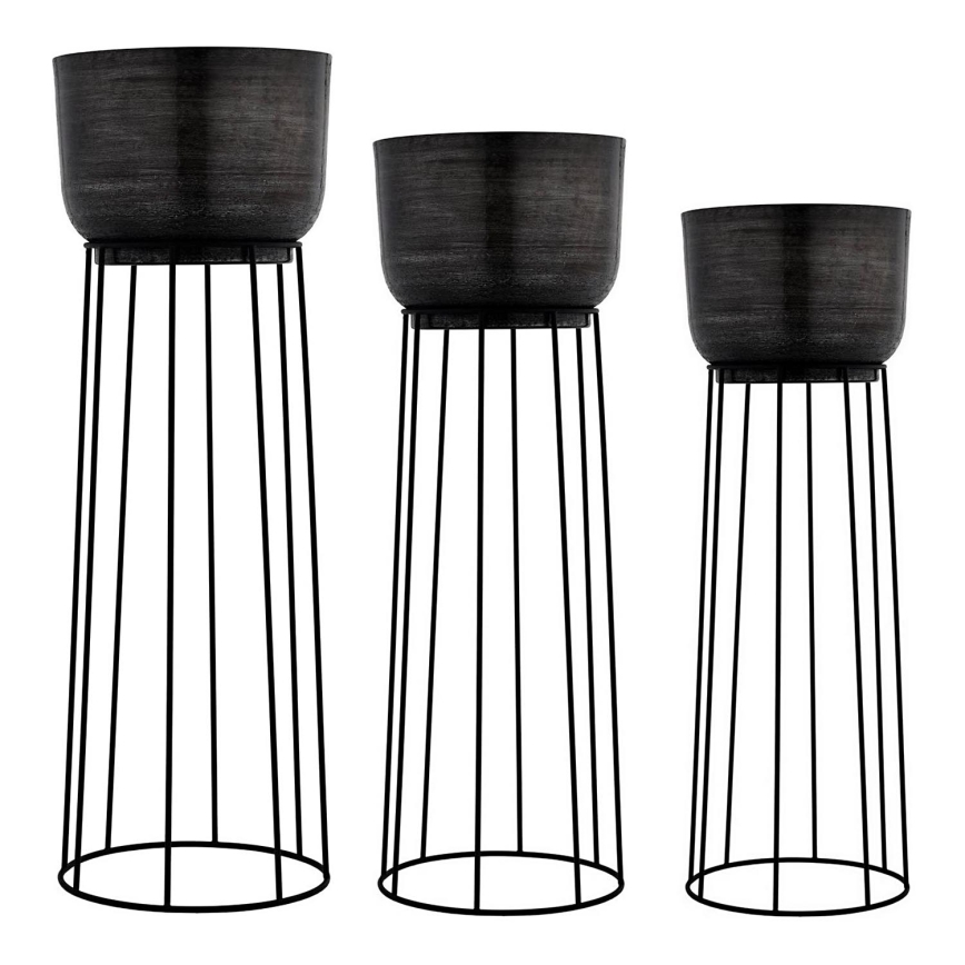 Eglo - SET 3x Metalen bloempot zwart
