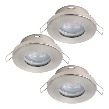 Eglo - SET 3xLED Badkamer inbouwverlichting 1xGU10/4W/230V IP44 mat chroom