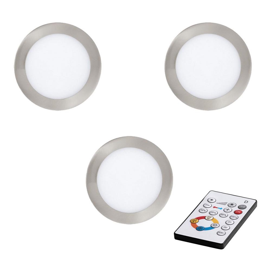 Eglo - SET van 3 dimbare LED inbouwspots TINUS LED/17W/230V + afstandsbediening